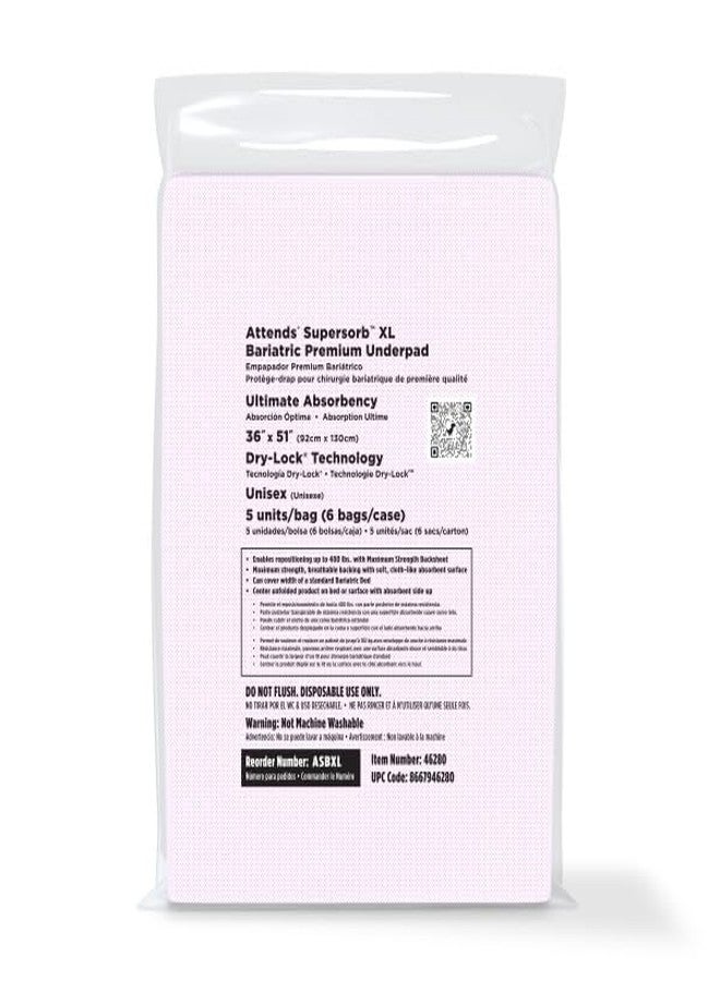 Attends Supersorb Bariatric XL Maximum Underpads, Extra Large, 36"x51" Absorbent Pad, Heavy Absorbency, 30ct Case - Image 3